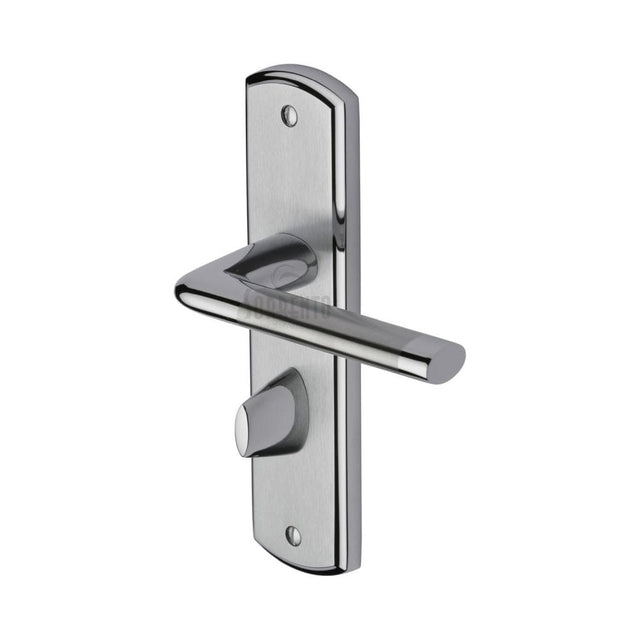 Sorrento Door Furniture Apollo Dual Finish,Satin Chrome/Polished Chrome / Bathroom Lock Handles Sorrento - Door Handle for Bathroom Lena Design Apollo Finish
