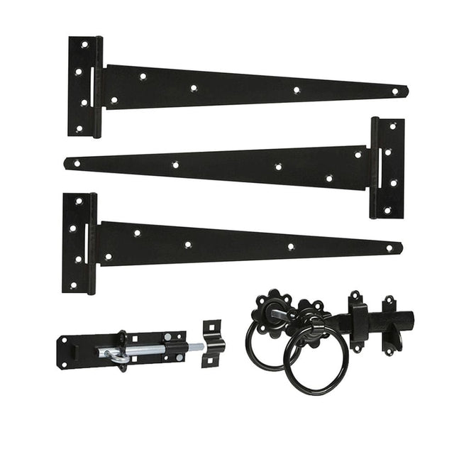 Spira Brass Door Furniture N/A / Black / Door Hardware Kit Spira Brass - 14" 350mm Plain Ring Gate Ironmongery Kit Black