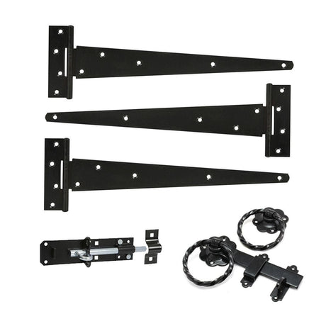 Spira Brass Door Furniture N/A / Black / Door Hardware Kit Spira Brass - 14" 350mm Twist Ring Gate Ironmongery Kit Black