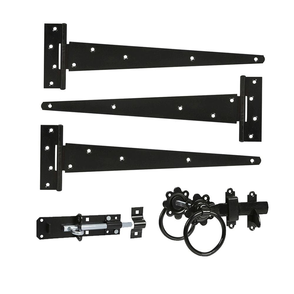 Spira Brass Door Furniture N/A / Black / Door Hardware Kit Spira Brass - 18" 450mm Plain Ring Gate Ironmongery Kit Black