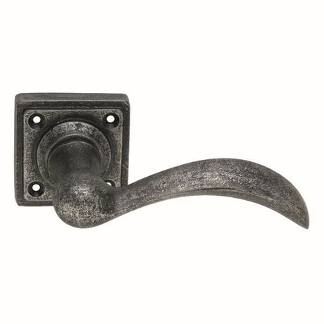 Spira Brass Door Furniture N/A / Pewter / Door Handles on Rose Spira Brass - Curved Lever on Square Rose Pewter