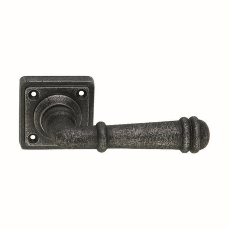 Spira Brass Door Furniture N/A / Pewter / Door Handles on Rose Spira Brass - Ribbed Lever on Square Rose Pewter