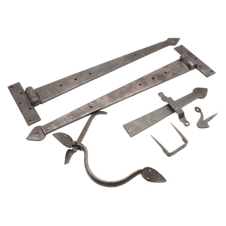 Spira Brass Door Furniture N/A / Pewter / Door Hardware Kit Spira Brass - Standard Handforged Kit (18") - Penny End Pewter