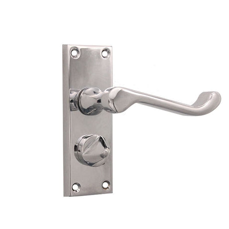 Spira Brass Door Furniture N/A / Polished Chrome / Latch Handles Spira Brass - Victorian Scroll Privacy Lever Handle 115mm Polished Chrome