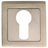 This is an image of a Eurospec - Square Escutcheons - Bright/Satin Stainless Steel that is availble to order from Trade Door Handles in Kendal.