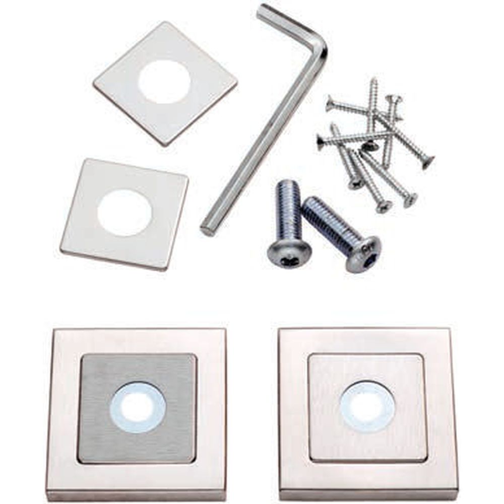 This is an image of a Eurospec - Square Rose Kit - Bright/Satin Stainless Steel that is availble to order from Trade Door Handles in Kendal.