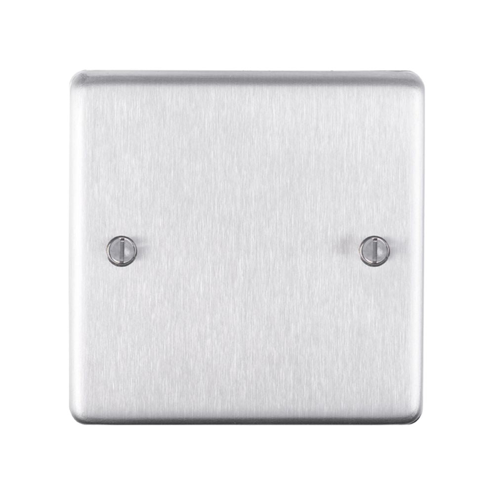 This is an image showing Eurolite Stainless Steel Single Blank Plate - Satin Stainless Steel (With Black Trim) sss1b available to order from trade door handles, quick delivery and discounted prices.