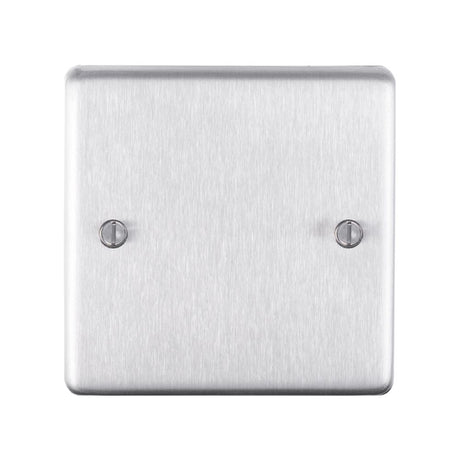 This is an image showing Eurolite Stainless Steel Single Blank Plate - Satin Stainless Steel (With Black Trim) sss1b available to order from trade door handles, quick delivery and discounted prices.