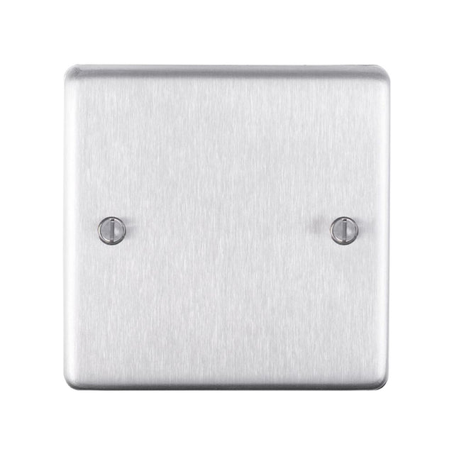 This is an image showing Eurolite Stainless Steel Single Blank Plate - Satin Stainless Steel (With Black Trim) sss1b available to order from trade door handles, quick delivery and discounted prices.