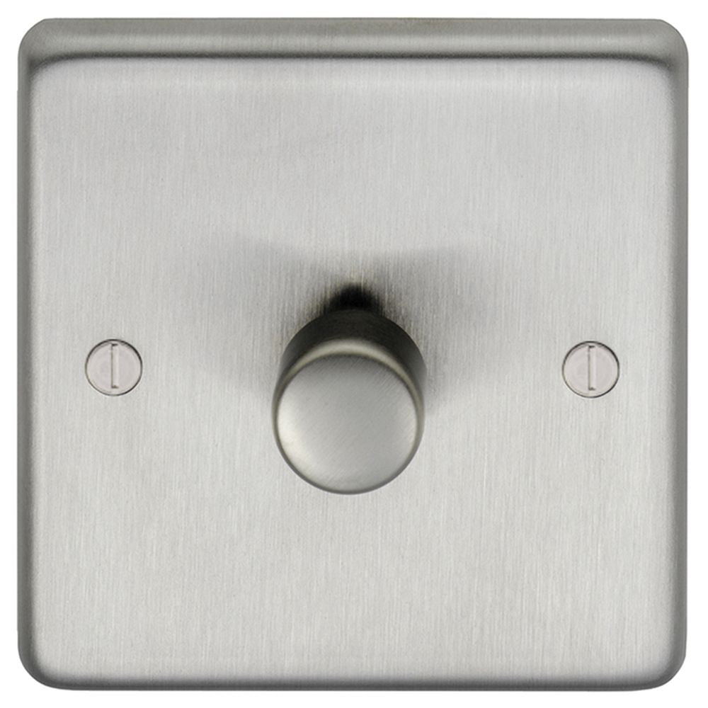 This is an image showing Eurolite Stainless Steel 1 Gang Dimmer - Satin Stainless Steel sss1d400 available to order from trade door handles, quick delivery and discounted prices.