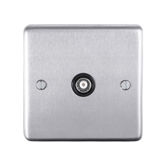 This is an image showing Eurolite Stainless Steel TV - Satin Stainless Steel (With Black Trim) sss1tvb available to order from trade door handles, quick delivery and discounted prices.