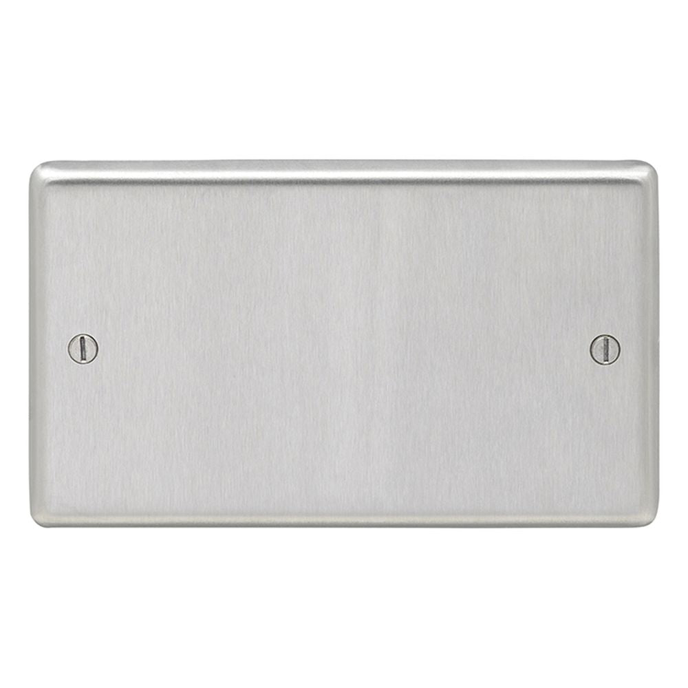 This is an image showing Eurolite Stainless Steel Double Blank Plate - Satin Stainless Steel (With Black Trim) sss2b available to order from trade door handles, quick delivery and discounted prices.