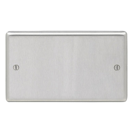 This is an image showing Eurolite Stainless Steel Double Blank Plate - Satin Stainless Steel (With Black Trim) sss2b available to order from trade door handles, quick delivery and discounted prices.