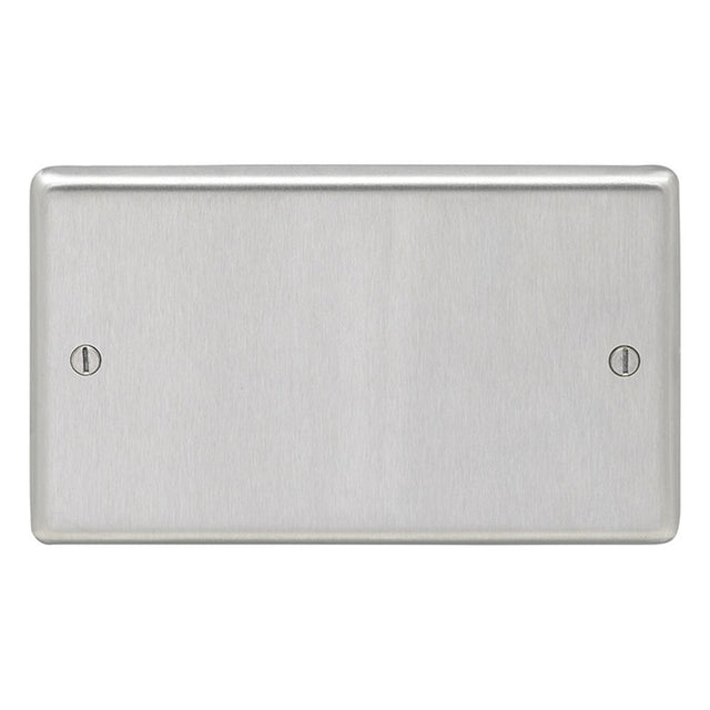 This is an image showing Eurolite Stainless Steel Double Blank Plate - Satin Stainless Steel (With Black Trim) sss2b available to order from trade door handles, quick delivery and discounted prices.