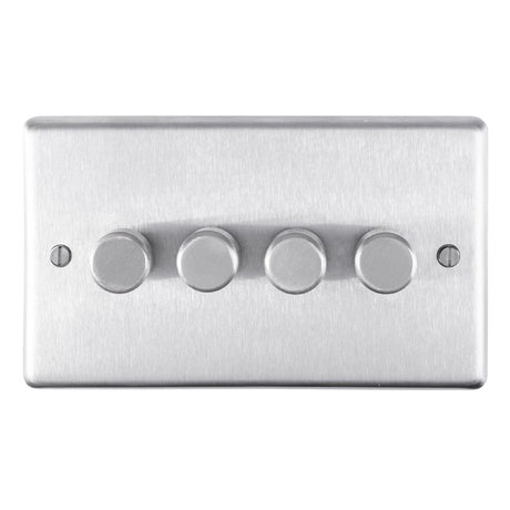 This is an image showing Eurolite Stainless Steel 4 Gang Dimmer - Satin Stainless Steel sss4d400 available to order from trade door handles, quick delivery and discounted prices.