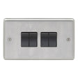 This is an image showing Eurolite Stainless Steel 4 Gang Switch - Satin Stainless Steel (With Black Trim) sss4swb available to order from trade door handles, quick delivery and discounted prices.