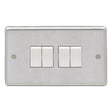 This is an image showing Eurolite Stainless Steel 4 Gang Switch - Satin Stainless Steel (With White Trim) sss4sww available to order from trade door handles, quick delivery and discounted prices.