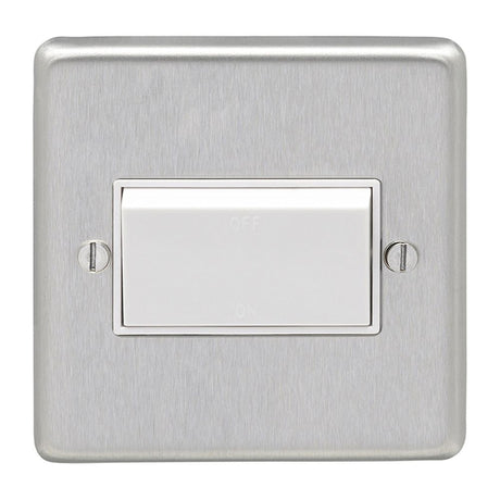 This is an image showing Eurolite Stainless Steel Fan Switch - Satin Stainless Steel (With White Trim) sssfsww available to order from trade door handles, quick delivery and discounted prices.
