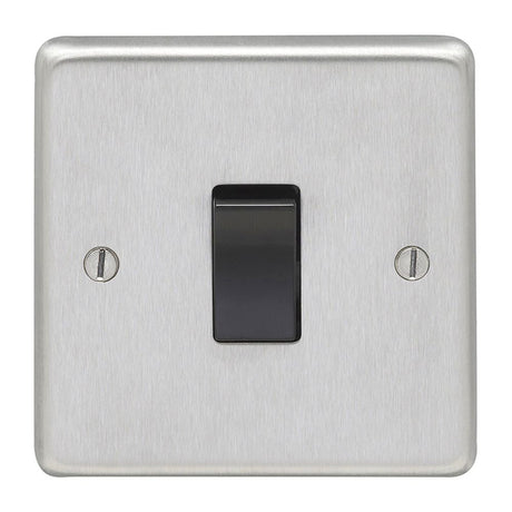 This is an image showing Eurolite Stainless Steel Intermediate Switch - Satin Stainless Steel (With Black Trim) sssintb available to order from trade door handles, quick delivery and discounted prices.