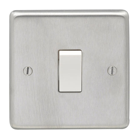 This is an image showing Eurolite Stainless Steel Intermediate Switch - Satin Stainless Steel (With White Trim) sssintw available to order from trade door handles, quick delivery and discounted prices.