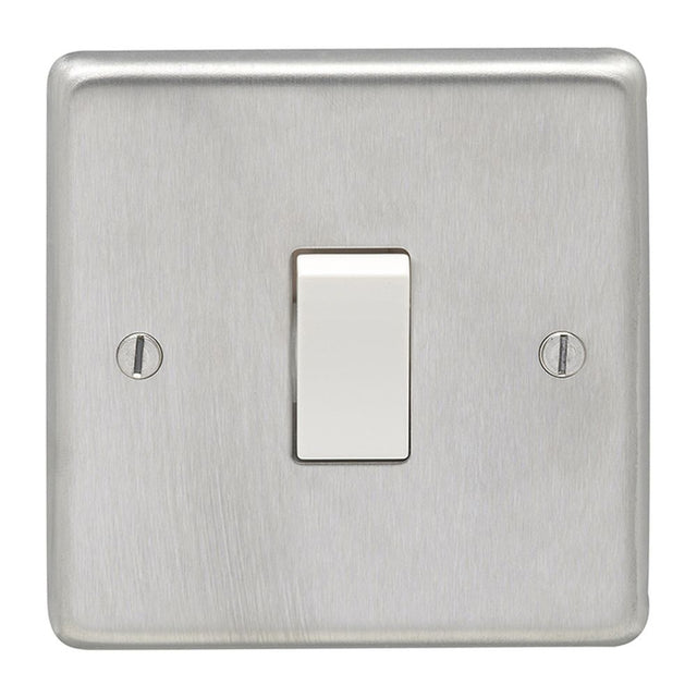 This is an image showing Eurolite Stainless Steel Intermediate Switch - Satin Stainless Steel (With White Trim) sssintw available to order from trade door handles, quick delivery and discounted prices.