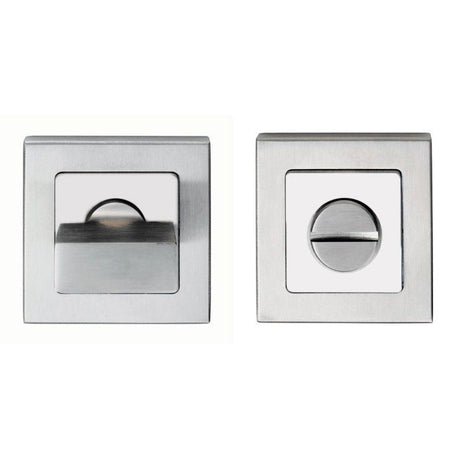 This is an image of a Eurospec - Square Thumbturn and Release - Bright/Satin Stainless Steel that is availble to order from Trade Door Handles in Kendal.