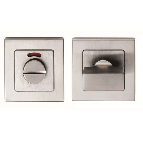 This is an image of a Eurospec - Square Thumbturn and Release with Indicator - Satin Stainless Steel that is availble to order from Trade Door Handles in Kendal.