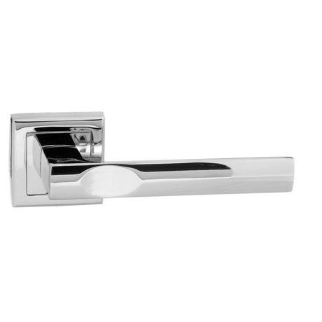 STATUS Door Furniture Polished Chrome / Square Rose STATUS Kansas Lever on Square Rose - Polished Chrome