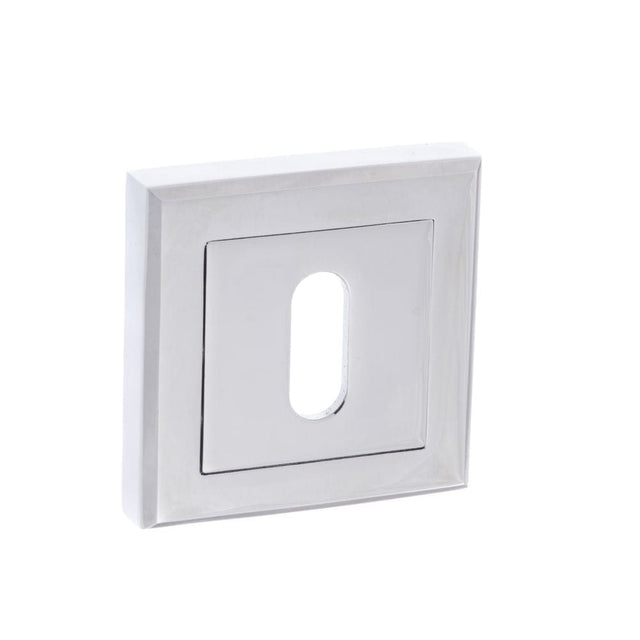 STATUS Door Furniture Polished Chrome / Mortice Key Profile Escutcheons STATUS Key Escutcheon on Square Rose - Polished Chrome