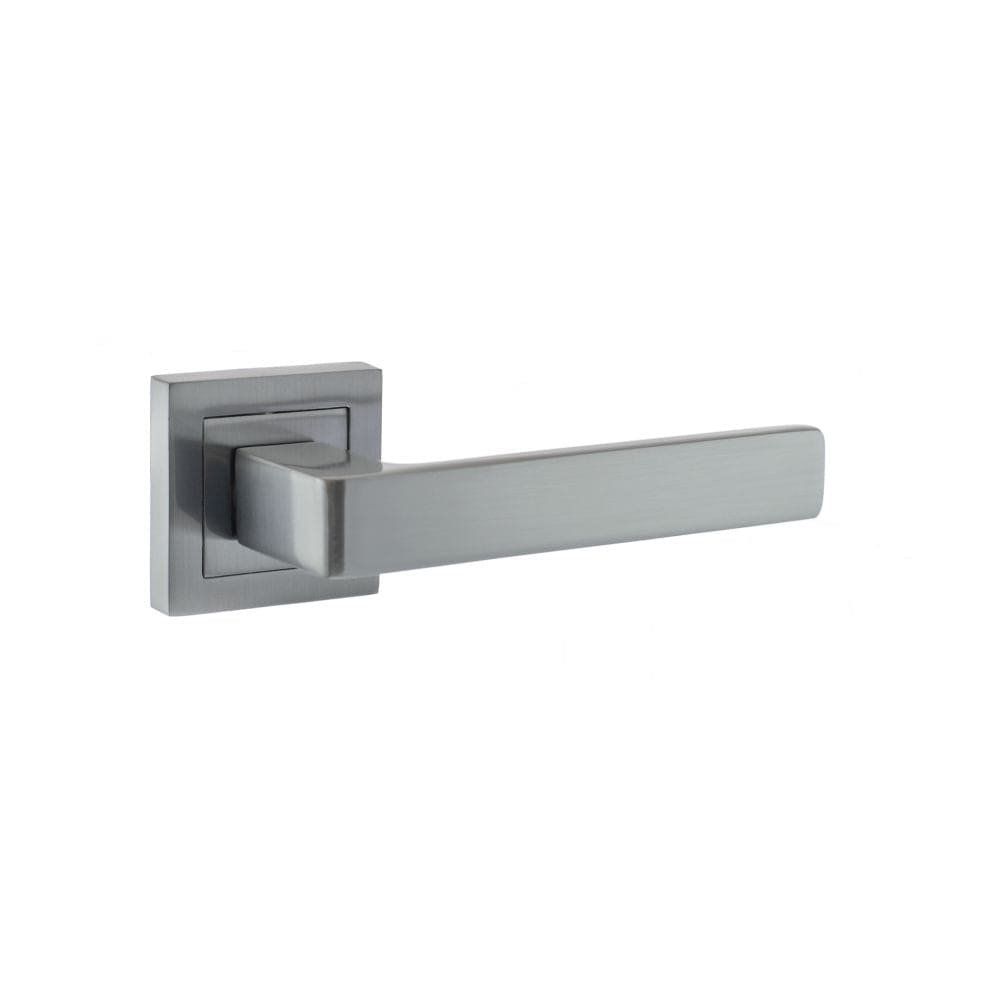 STATUS Door Furniture Satin Chrome / Square Rose STATUS Montana Designer Lever on S4 Square Rose - Satin Chrome