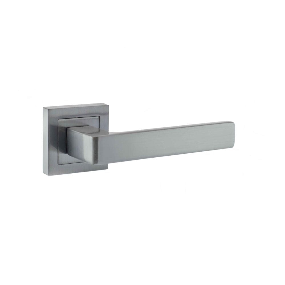STATUS Door Furniture Satin Chrome / Square Rose STATUS Montana Designer Lever on S4 Square Rose - Satin Chrome