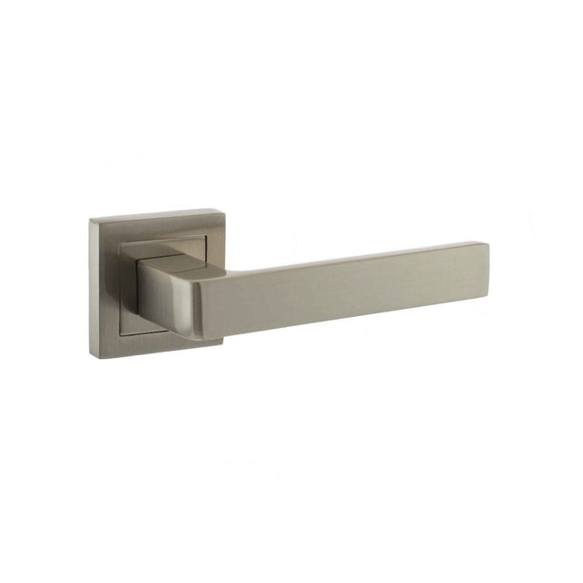 STATUS Door Furniture Satin Nickel / Square Rose STATUS Montana Designer Lever on S4 Square Rose - Satin Nickel