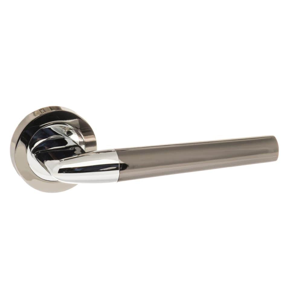 STATUS Door Furniture Black Nickel/Polished Chrome / Round Rose STATUS Tennessee Lever on Round Rose - Black Nickel/Polished Chrome