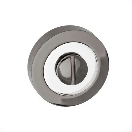 STATUS Door Furniture Black Nickel/Polished Chrome / No STATUS WC Turn and Release on Round Rose - Black Nickel/Polished Chrome