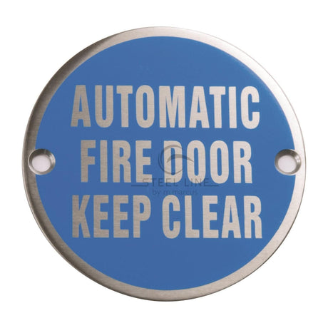 Steel Line Door Furniture Satin Stainless Steel / Signs Steel Line Automatic Fire Door Keep Clear Engraving Satin Stainless Steel finish