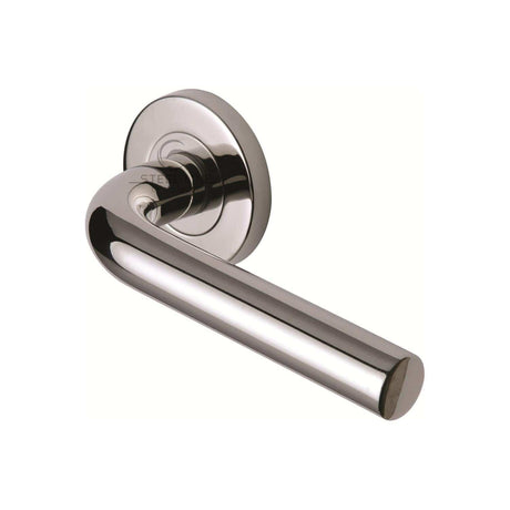 Steel Line Door Furniture Polished Stainless Steel / Round Rose Steel Line Door Handle Lever Latch on Round Rose Tubular Design Polished Stainless Steel finish