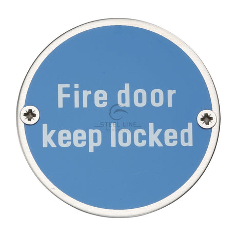 Steel Line Door Furniture Satin Stainless Steel / Signs Steel Line Fire Door Keep Locked Engraving Satin Stainless Steel finish