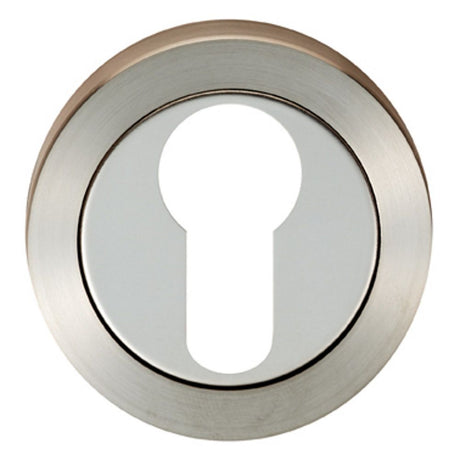 This is an image of a Eurospec - Steelworx SWL Escutcheon - Bright/Satin Stainless Steel that is availble to order from Trade Door Handles in Kendal.
