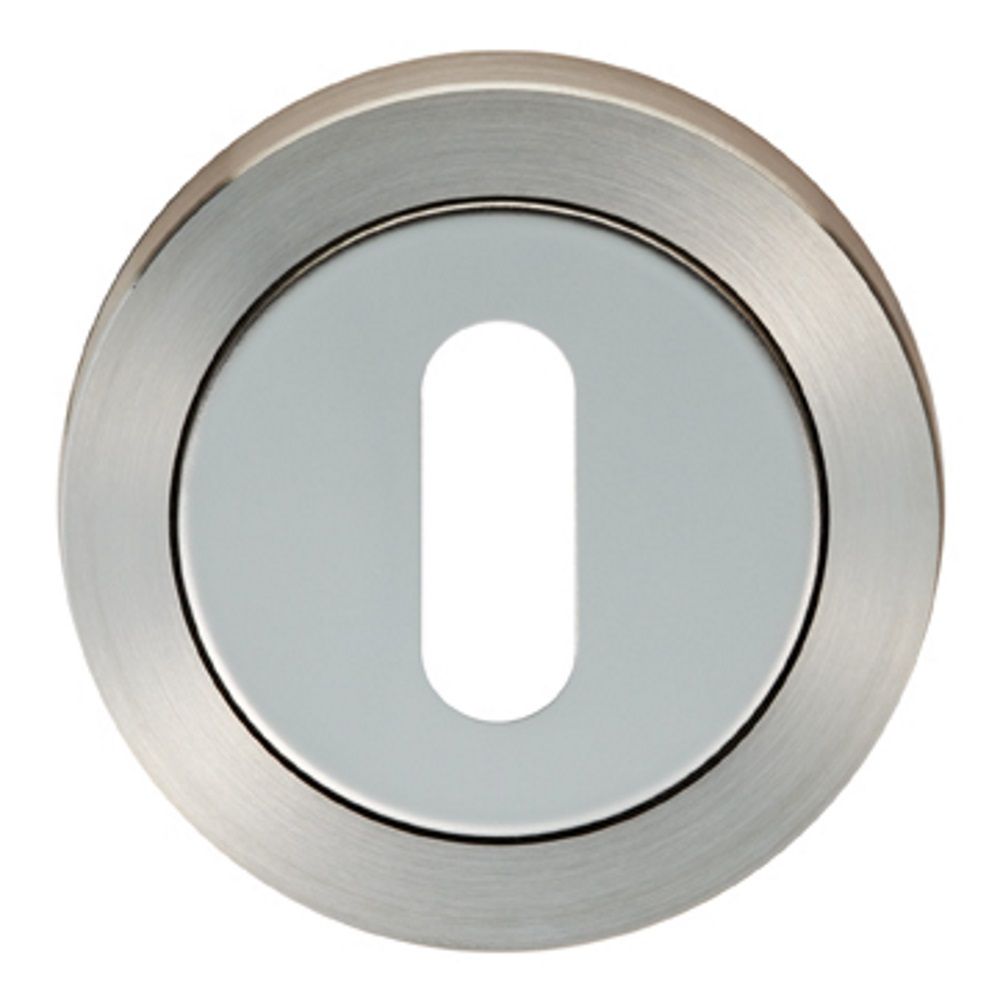 This is an image of a Eurospec - Steelworx SWL Escutcheon - Bright/Satin Stainless Steel that is availble to order from Trade Door Handles in Kendal.