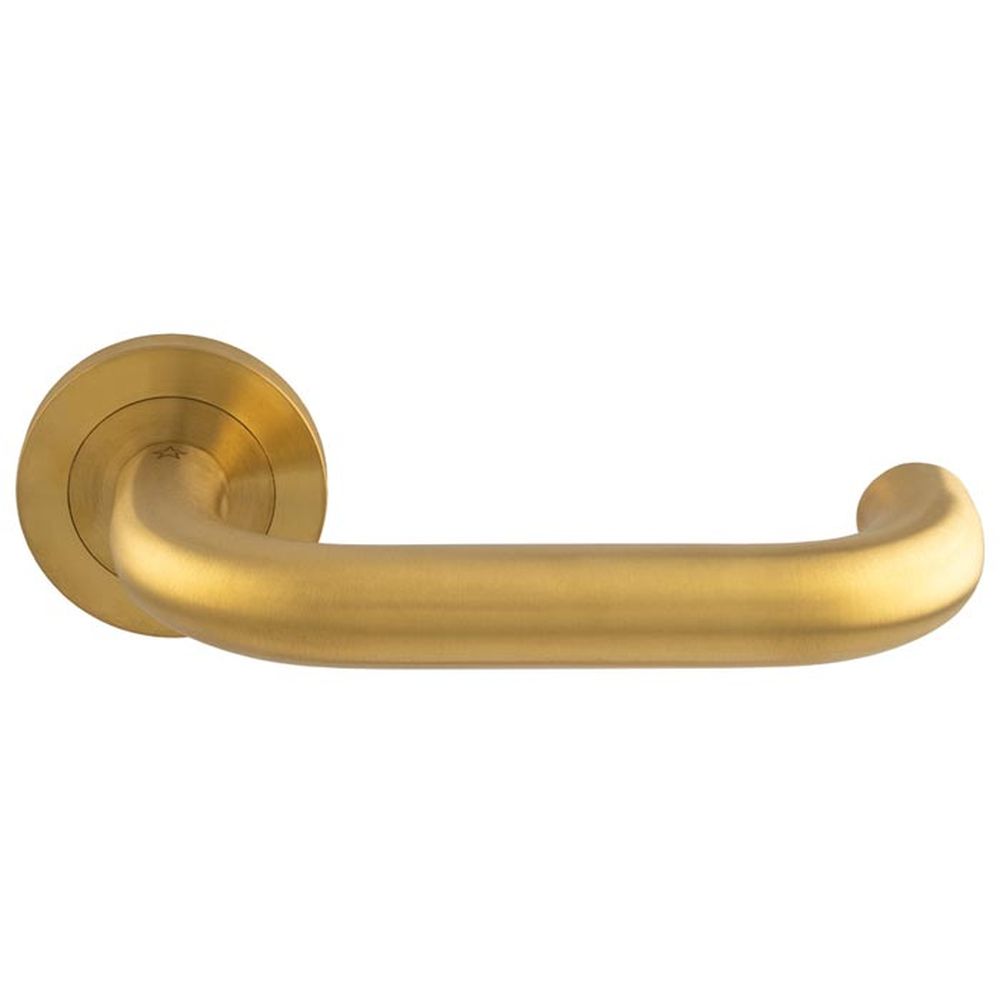 This is an image of a Carlisle Brass - Steelworx SWL Nera Lever on Rose - Satin PVD that is availble to order from Trade Door Handles in Kendal.