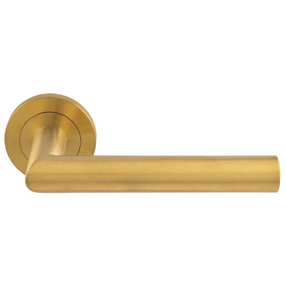 This is an image of a Carlisle Brass - Steelworx SWL Treviri Lever on Rose - Satin PVD that is availble to order from Trade Door Handles in Kendal.