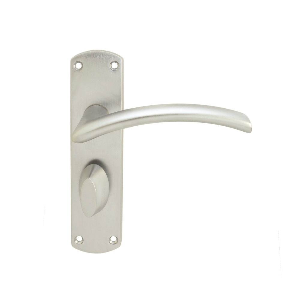 This is an image of a Serozzetta - Tres Lever on WC Backplate - Satin Chrome that is availble to order from Trade Door Handles in Kendal.