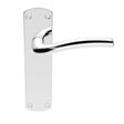 This is an image of a Serozzetta - Cuatro Lever on Latch Backplate - Polished Chrome that is availble to order from Trade Door Handles in Kendal.