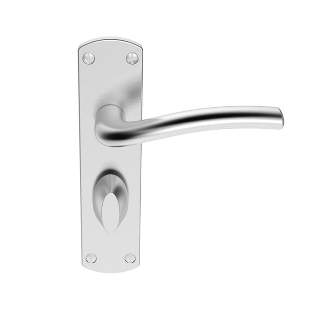 This is an image of a Serozzetta - Cuatro Lever on WC Backplate - Satin Chrome that is availble to order from Trade Door Handles in Kendal.