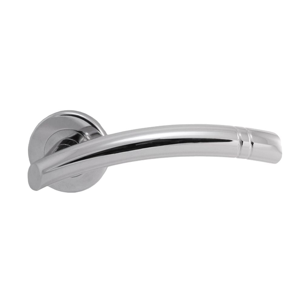 This is an image of a Serozzetta - Cuarenta Lever on Round Rose - Polished Chrome that is availble to order from Trade Door Handles in Kendal.