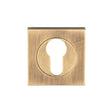 This is an image of a Serozzetta - Square Euro Profile Escutcheon - Antique Brass that is availble to order from Trade Door Handles in Kendal.