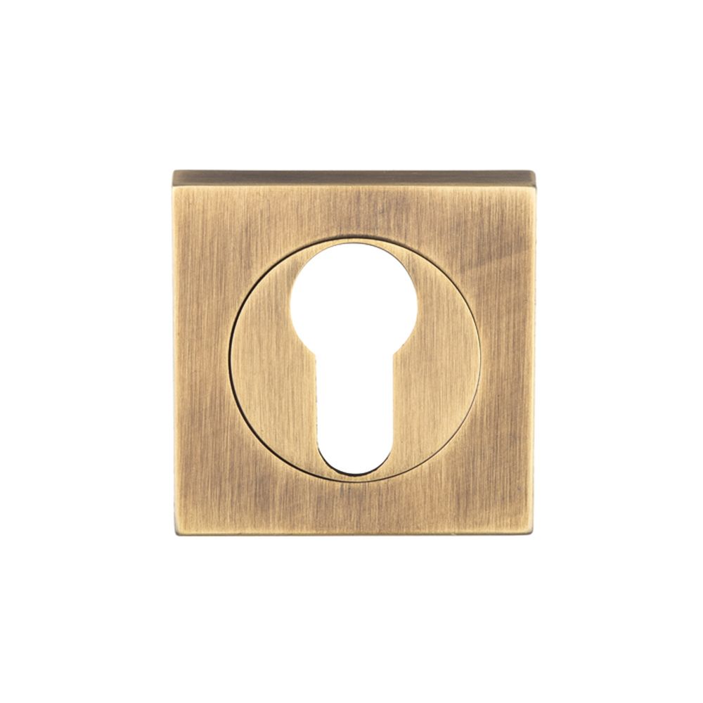 This is an image of a Serozzetta - Square Euro Profile Escutcheon - Antique Brass that is availble to order from Trade Door Handles in Kendal.