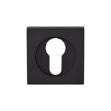 This is an image of a Serozzetta - Square Euro Profile Escutcheon - Matt Black that is availble to order from Trade Door Handles in Kendal.