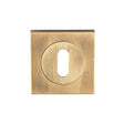 This is an image of a Serozzetta - Square Standard Lock Escutcheon Antique Brass - Antique Brass that is availble to order from Trade Door Handles in Kendal.