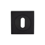 This is an image of a Serozzetta - Square Standard Lock Escutcheon Matt Black - Matt Black that is availble to order from Trade Door Handles in Kendal.